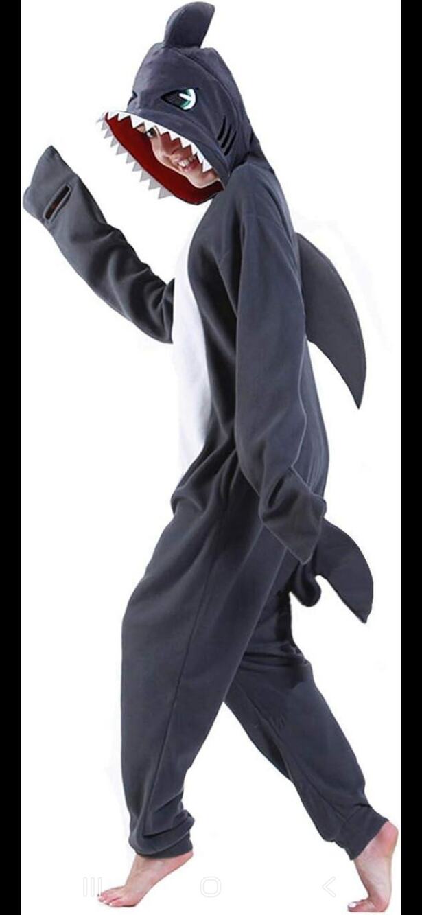 ECOCNACH Grey Shark Adult Onesie Costume Pajamas Unisex Size Medium New
